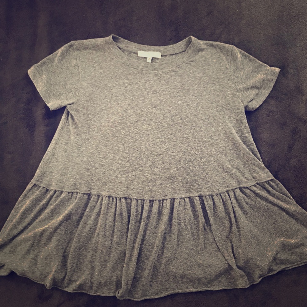 Urban Outfitters Light Gray Peplum Tee